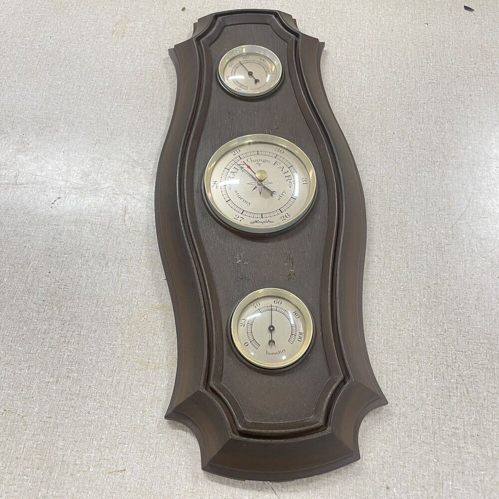 VINTAGE AIRGUIDE MCM LOOK WEATHER STATION THERMOMETER BAROMER HUMIDITY - LBN